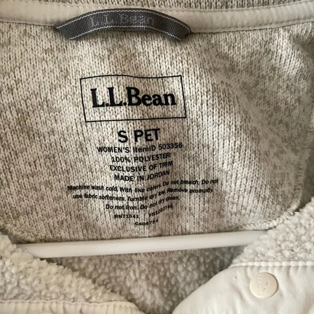 L.L. Bean Womens S Petite Sweater Fleece Jacket Cream Gorpcore - Picture 6 of 8